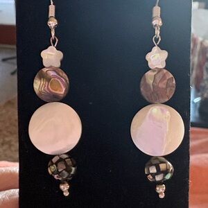 Hand Crafted Iridescent Shell and Abalone Earrings